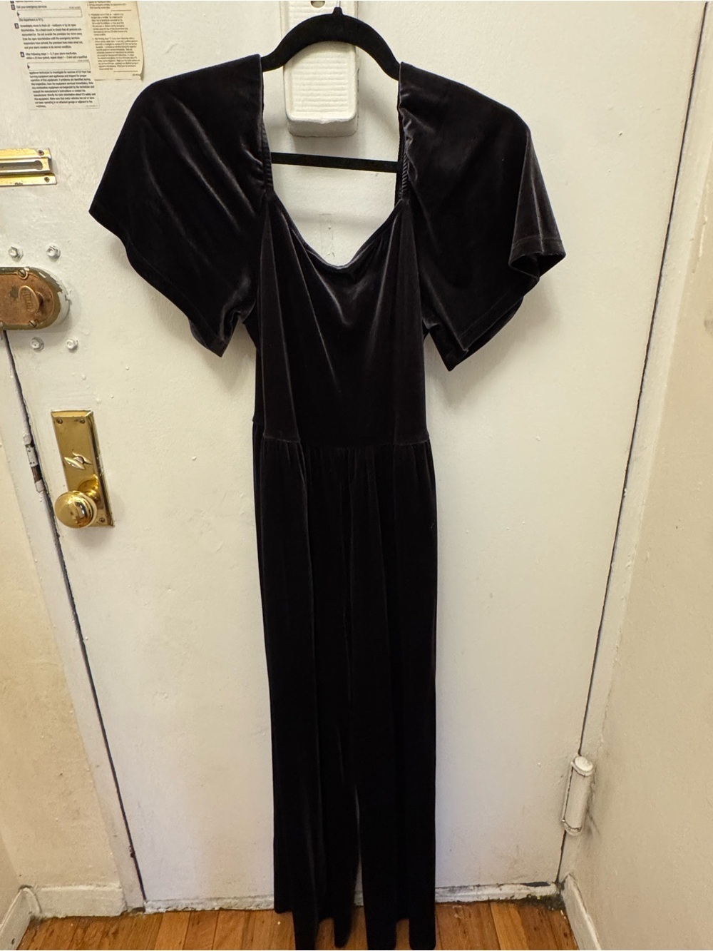 Old Navy Black Velvet Short-Sleeve Cowl-Neck Jumpsuit - Picture 2 of 5